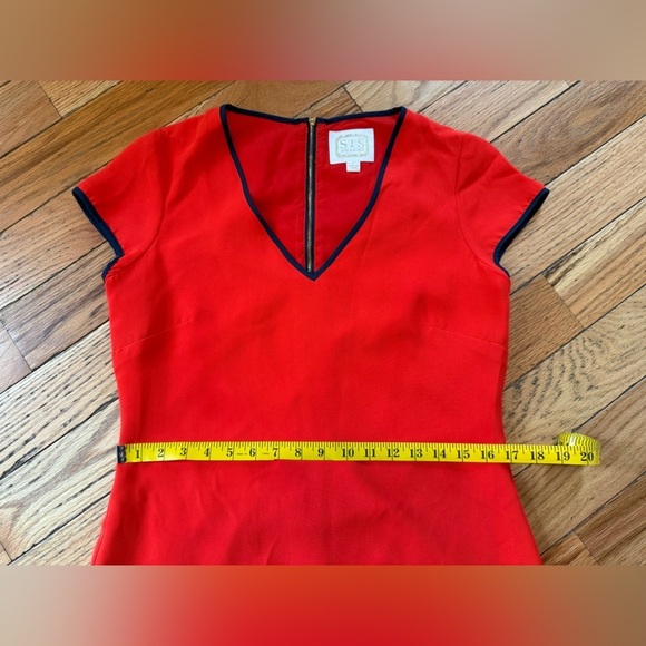 Sail to Sable Red/Navy V-Neck Ruffle Dress Women’s Size 6 - Picture 11 of 13